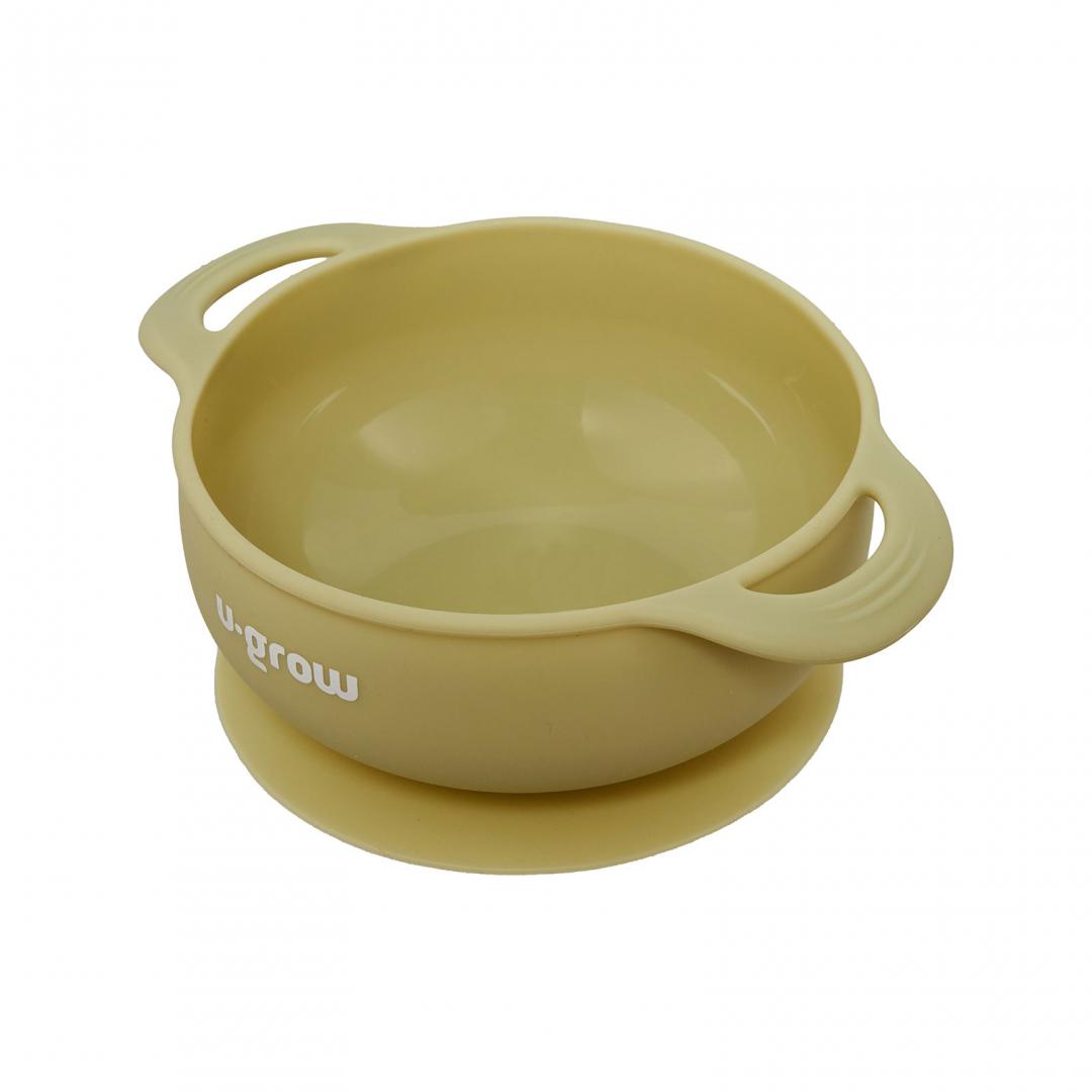 Set diversificare 5 piese silicon : baveta, bol, farfurie, lingurita si furculita, olive, U-Grow