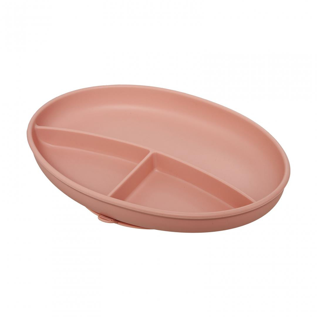 Set diversificare 5 piese silicon : baveta, bol, farfurie, lingurita si furculita, roz, U-Grow