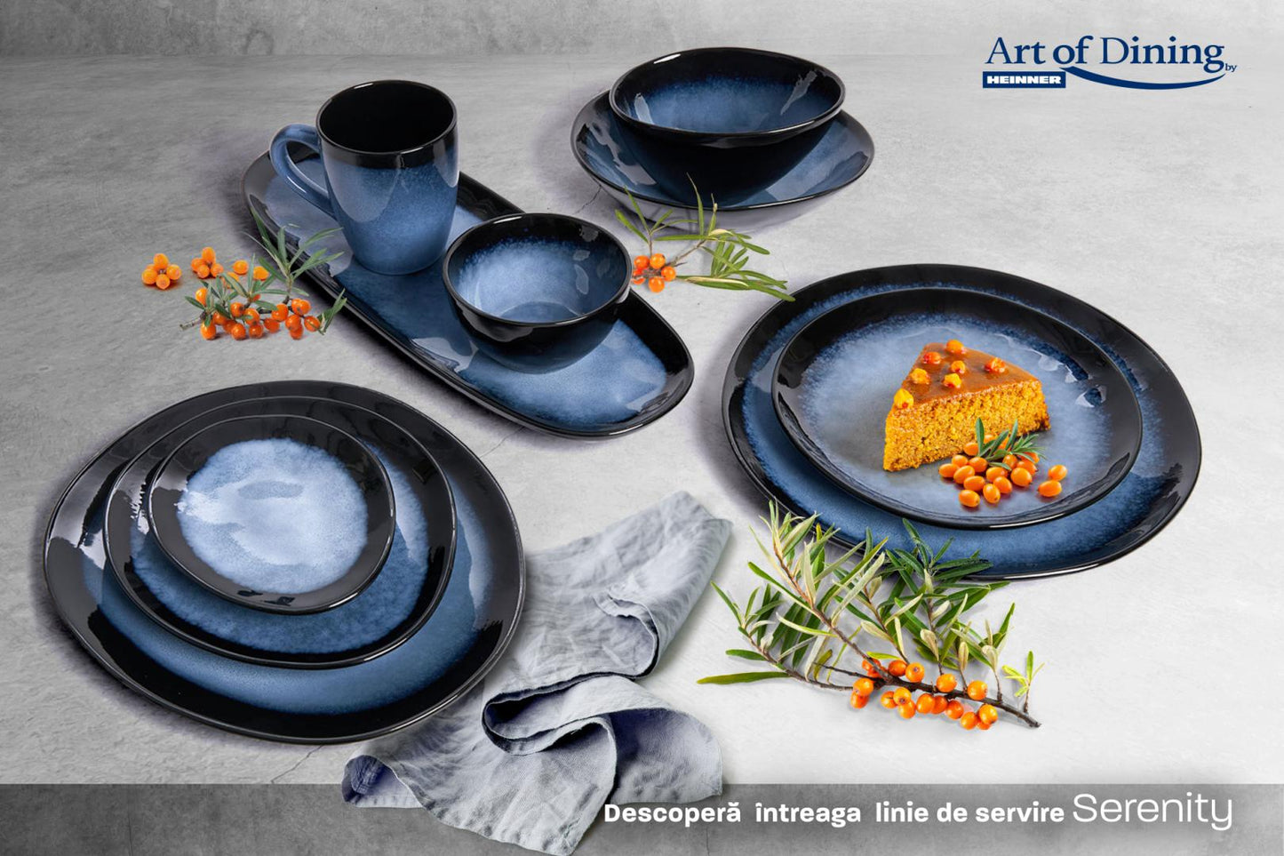 SET 4  FARFURII OVALE CERAMICA 28 CM, SERENITY, ART OF DINING BY HEINNER