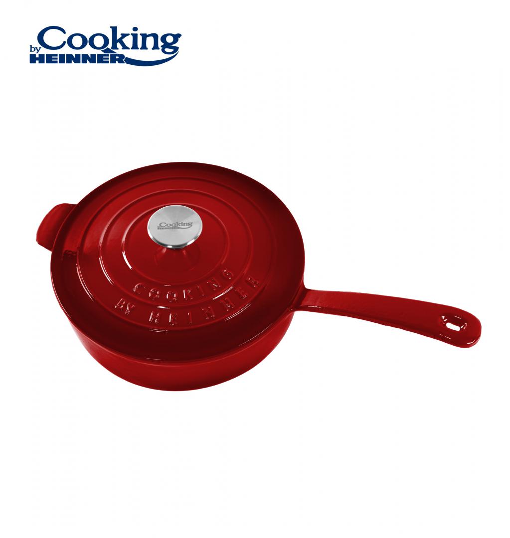 TIGAIE  ADANCA FONTA EMAILATA + CAPAC 24 X 8 CM, 2.5 L, RED LINE, COOKING BY HEINNER