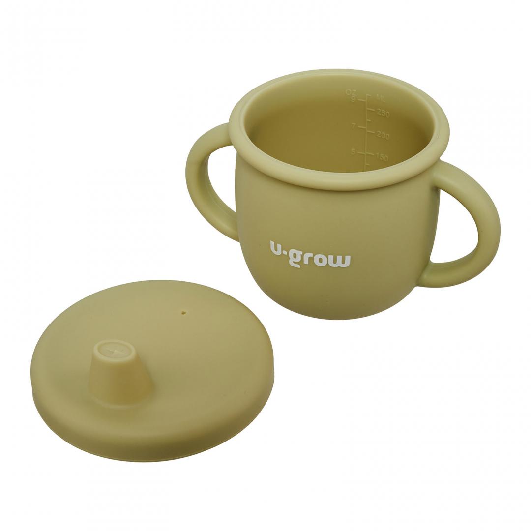 Set diversificare 3 piese silicon : bol , farfurie si cana cu cioc, olive, U-Grow