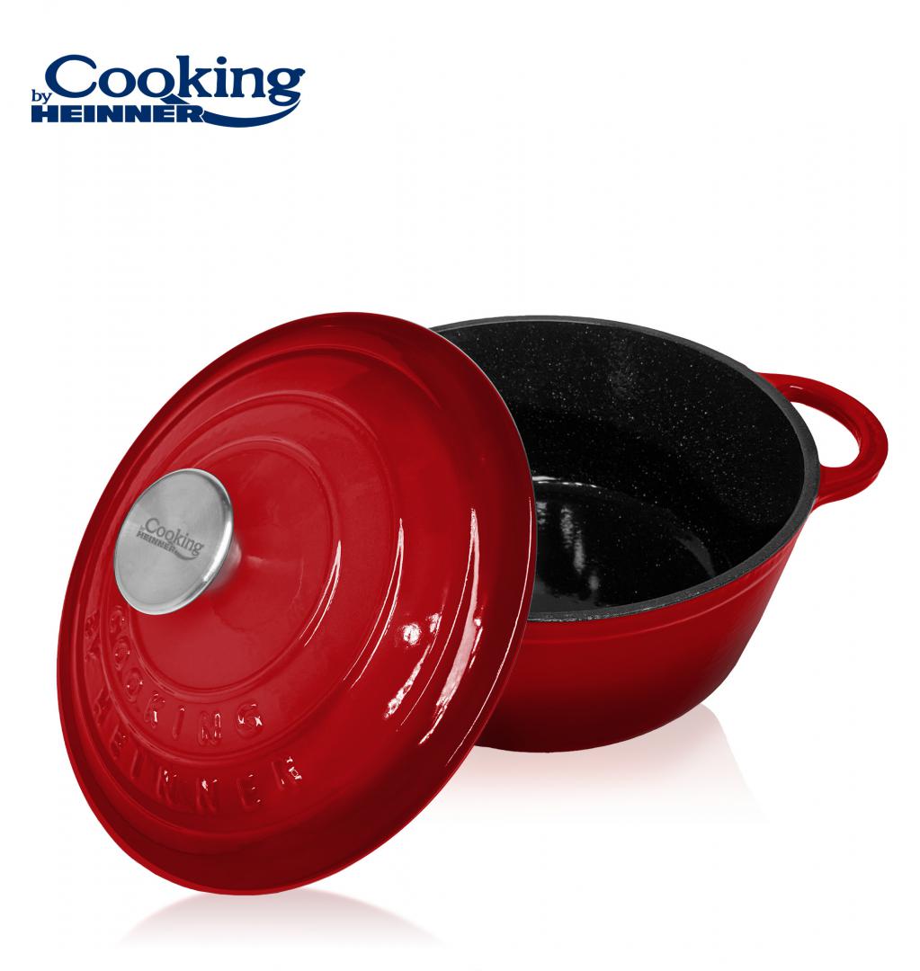 CRATITA FONTA EMAILATA+CAPAC 20x10 CM, 2.4 L, RED LINE, COOKING BY HEINNER