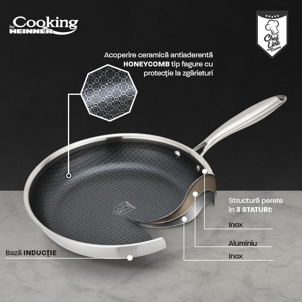 TIGAIE INOX IN 3 STRATURI 28X5.5 CM, TITANIUM3, COOKING BY HEINNER