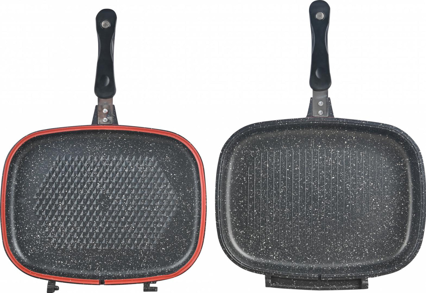 TIGAIE DUBLA DREPTUNGHIULARA TIP GRILL, ALUMINIU, 32x24x7.5 CM, GRAY LINE, COOKING BY HEINNER