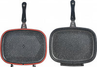 TIGAIE DUBLA DREPTUNGHIULARA TIP GRILL, ALUMINIU, 32x24x7.5 CM, GRAY LINE, COOKING BY HEINNER