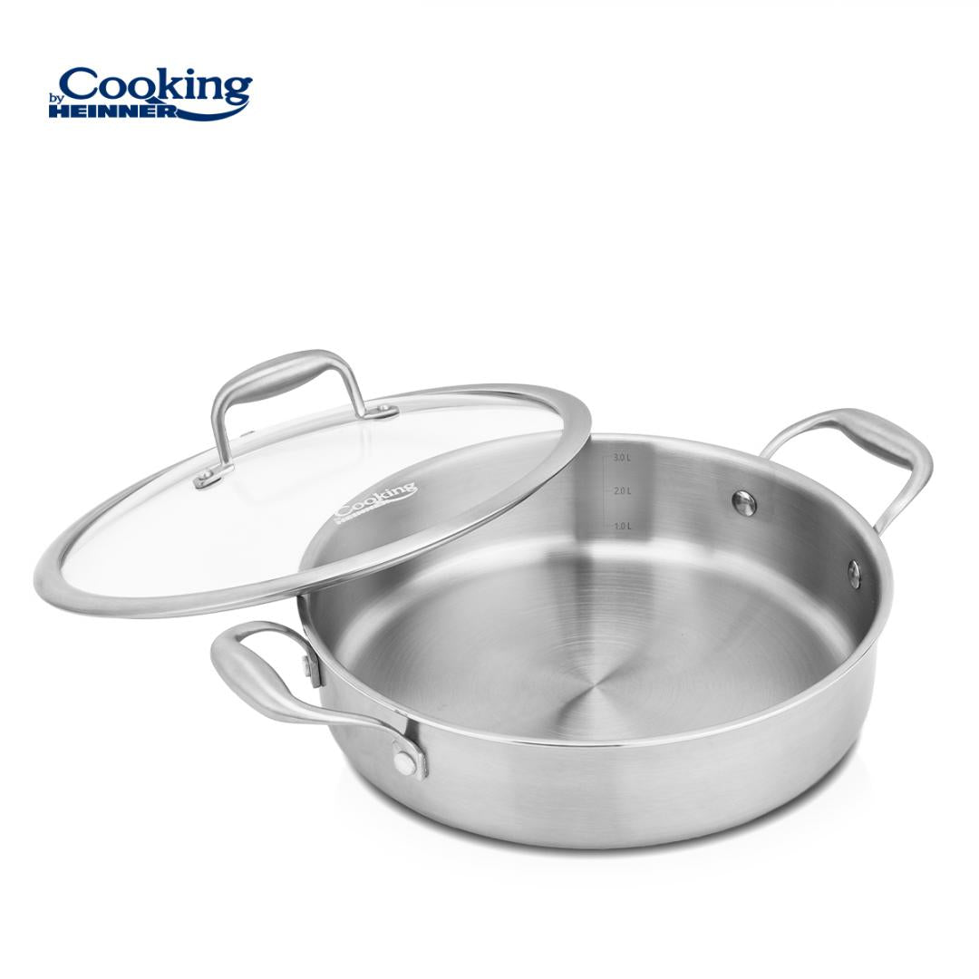 CRATITA INOX+CAPAC STICLA 26X7CM, 3.5L, ATOMIC3, COOKING BY HEINNER