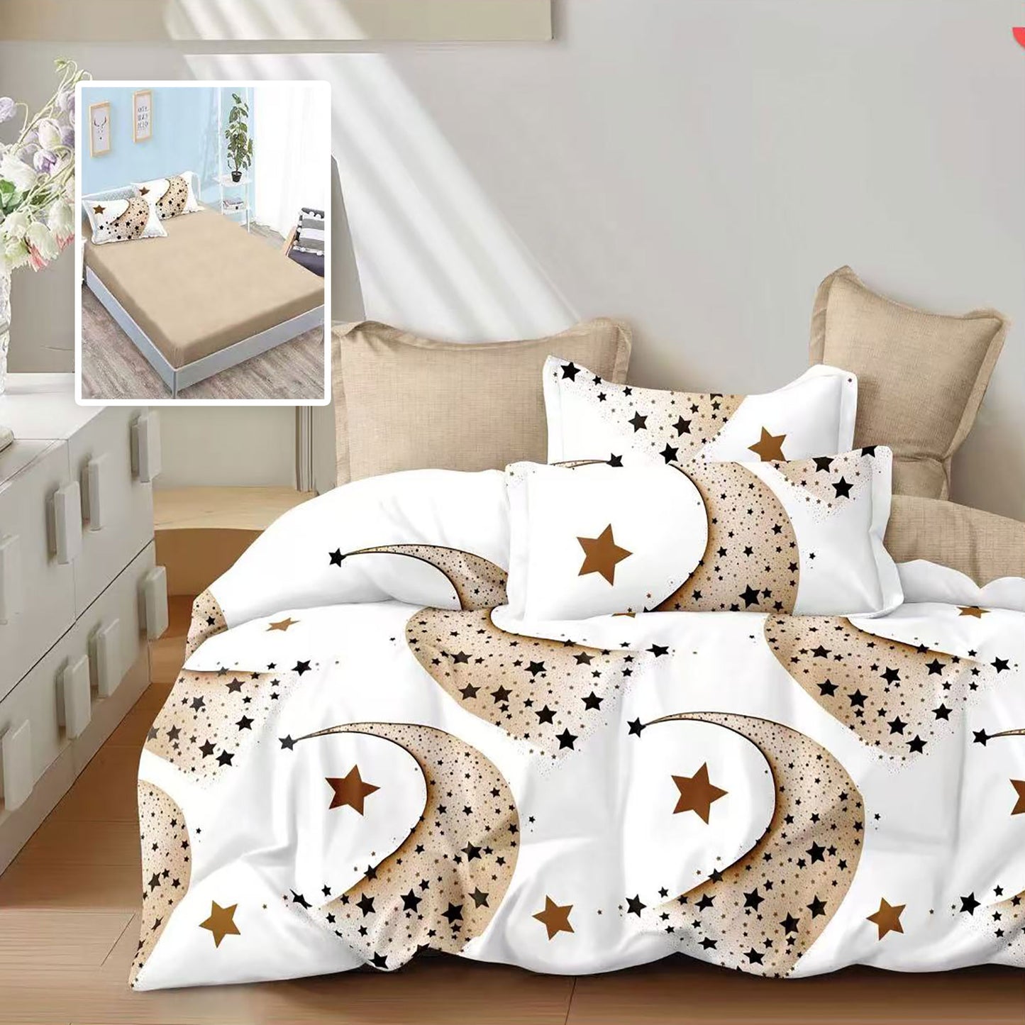 LENJERIE FINET 6 PIESE CU HUSĂ - 160x200 ȘI 180x200 (PEYTON-H)