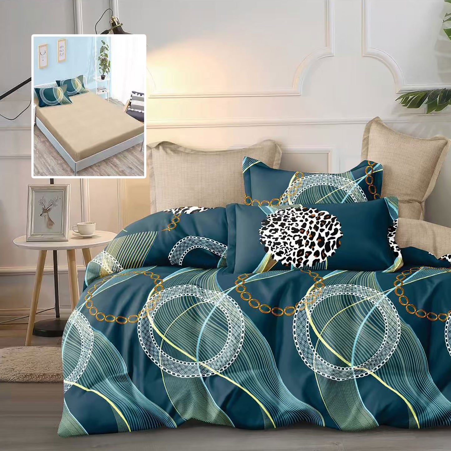 LENJERIE FINET 6 PIESE CU HUSĂ - 160x200 ȘI 180x200 (REAGAN-H)