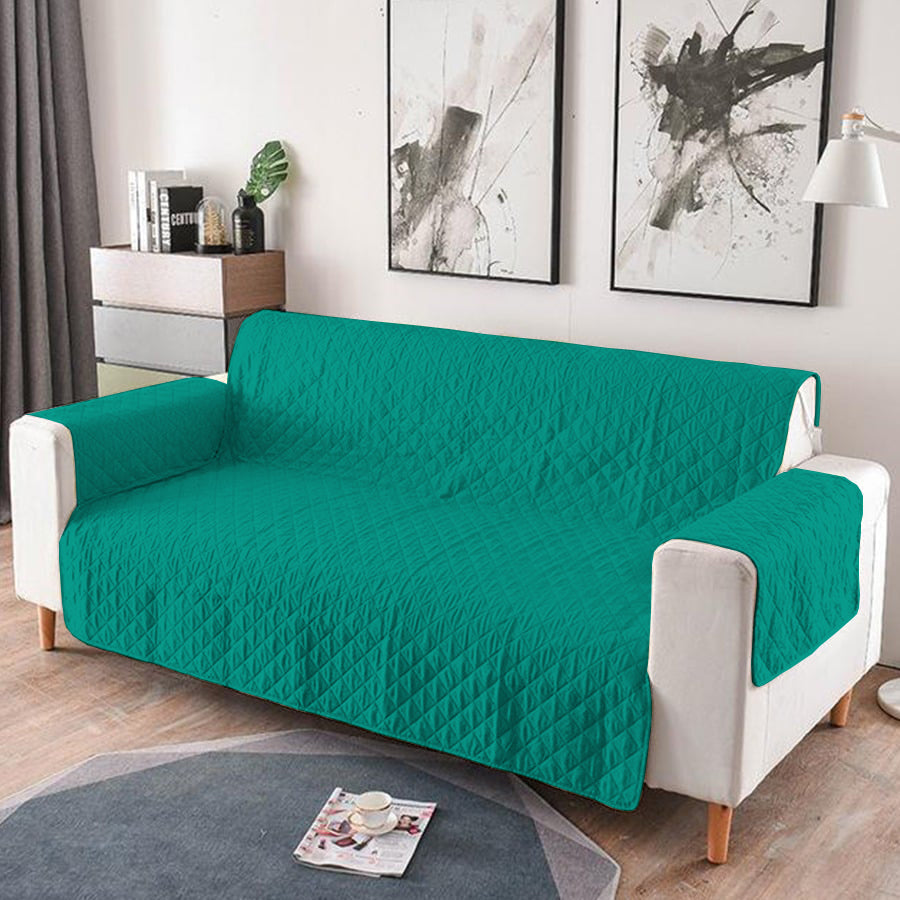 Cuvertură matlasată canapea 3 locuri două fețe - verde